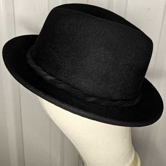 Betmar 100% Wool Felt Black Fedora Hat Womens Brim Bucket Winter Fall New York - Picture 5 of 9